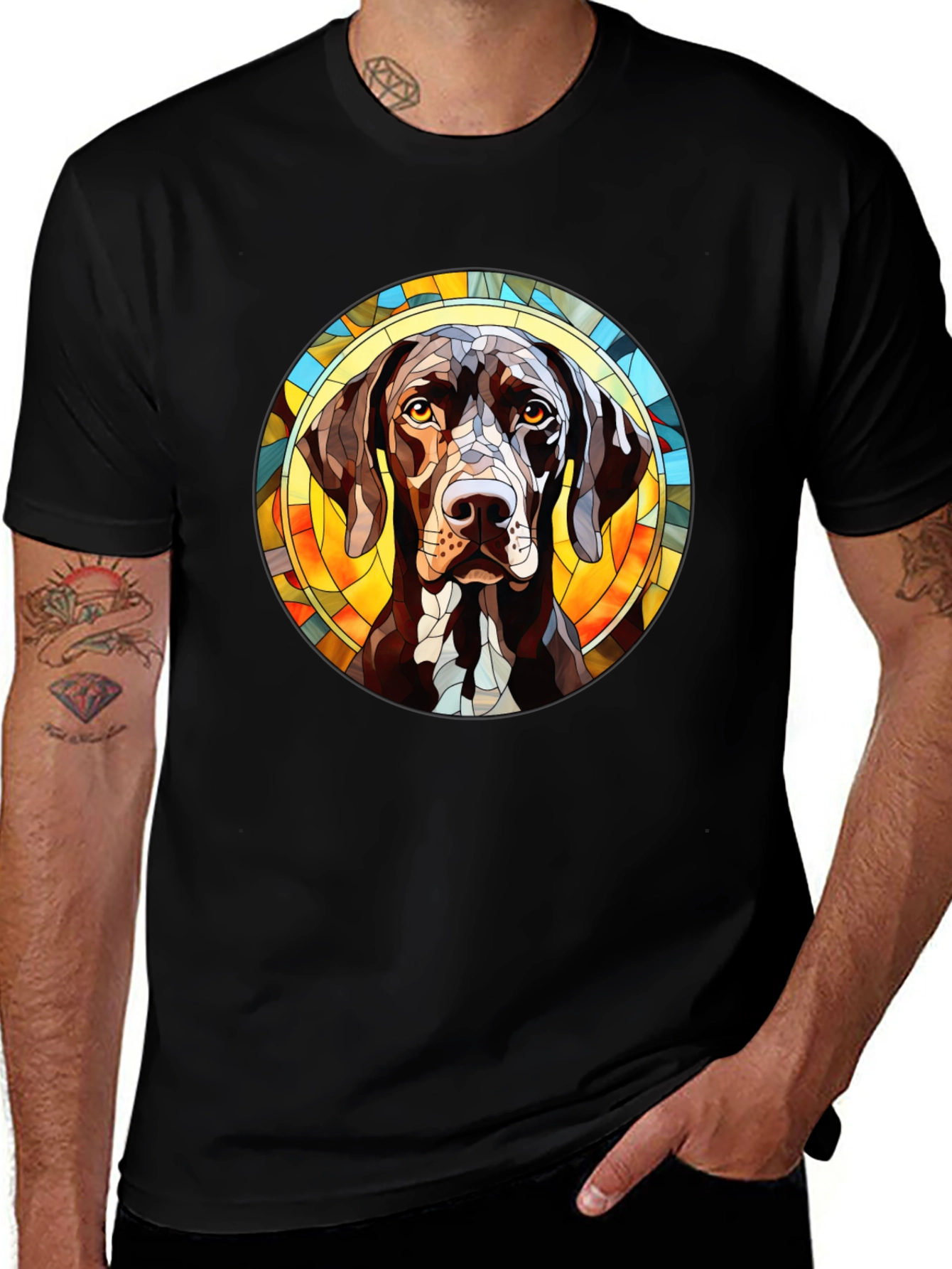 Dog Breed Stained Glass T-Shirt - Unique Design
