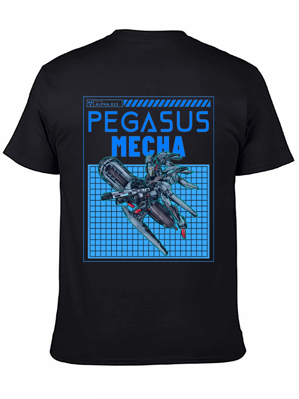 Pegasus Mecha Black T-Shirt - Futuristic Robot Design