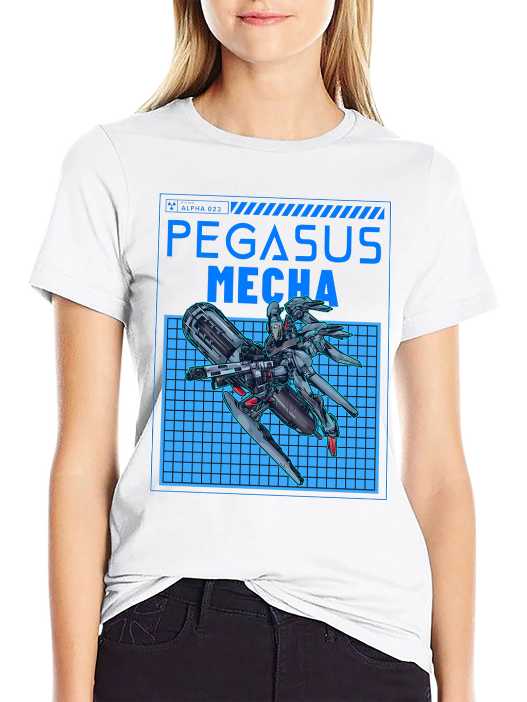 Pegasus Mecha Black T-Shirt - Futuristic Robot Design