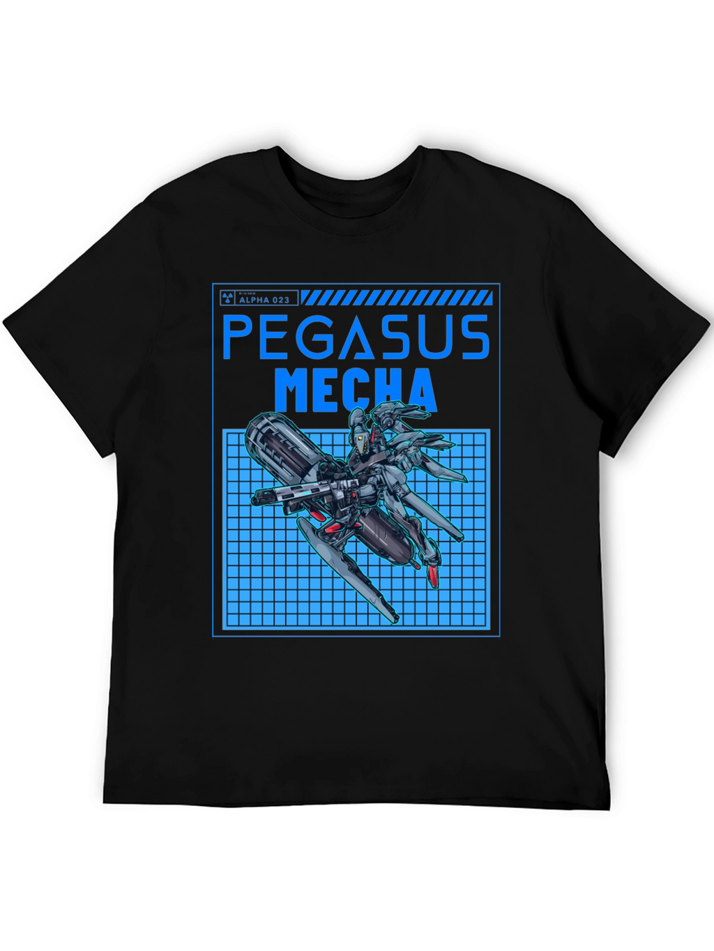 Pegasus Mecha Black T-Shirt - Futuristic Robot Design