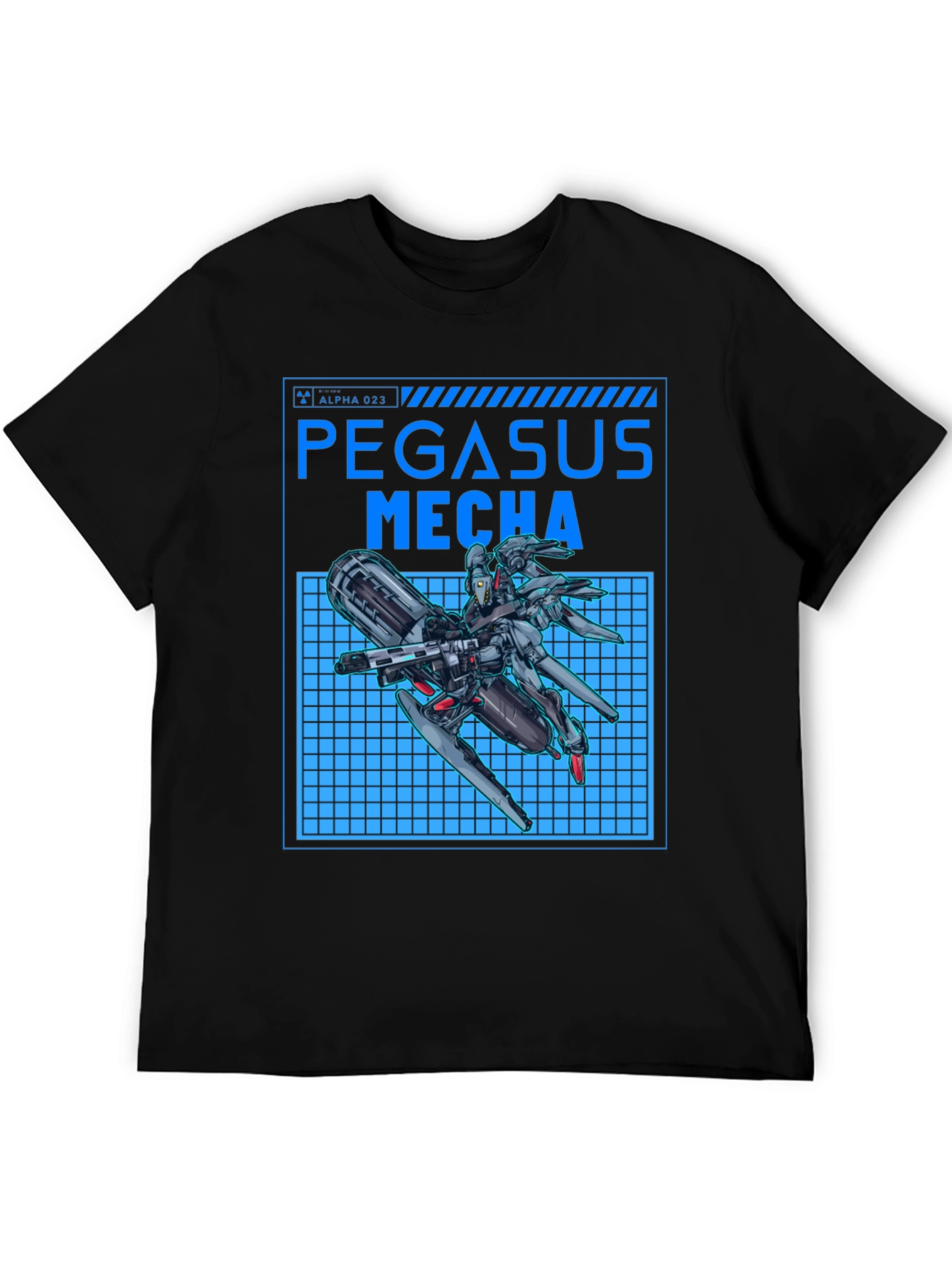 Pegasus Mecha Black T-Shirt - Futuristic Robot Design