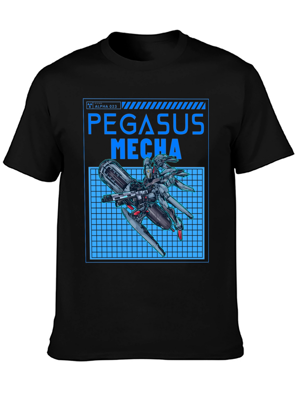 Pegasus Mecha Black T-Shirt - Futuristic Robot Design