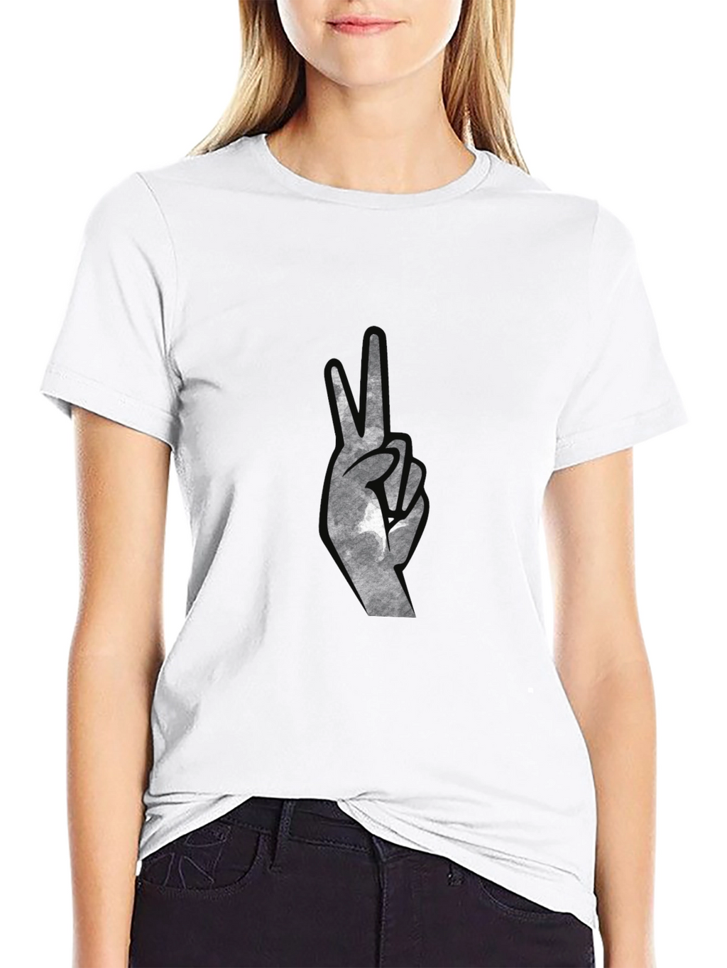 Peace Sign Graphic Tee - Black Cotton Comfort