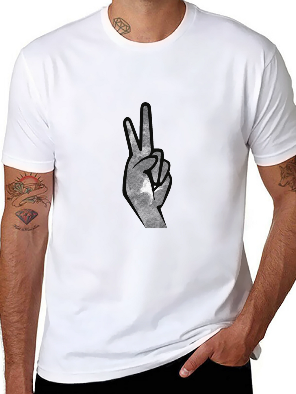Peace Sign Graphic Tee - Black Cotton Comfort