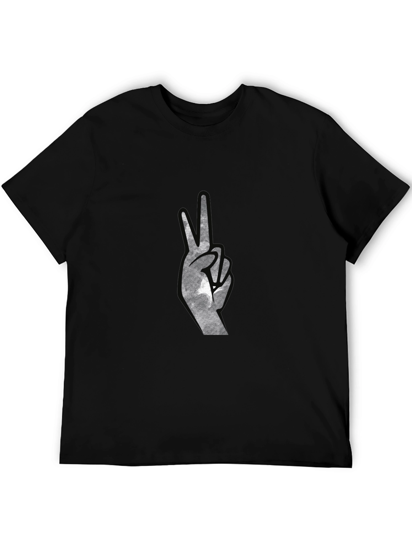Peace Sign Graphic Tee - Black Cotton Comfort