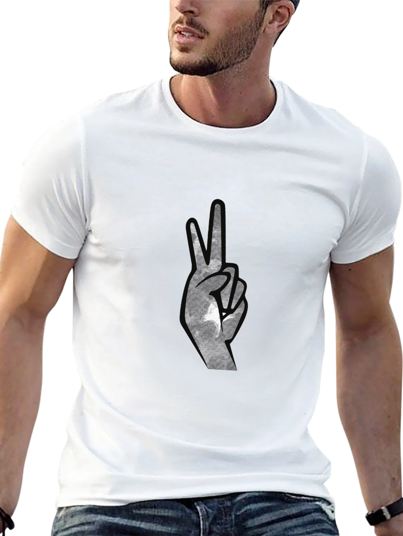 Peace Sign Graphic Tee - Black Cotton Comfort