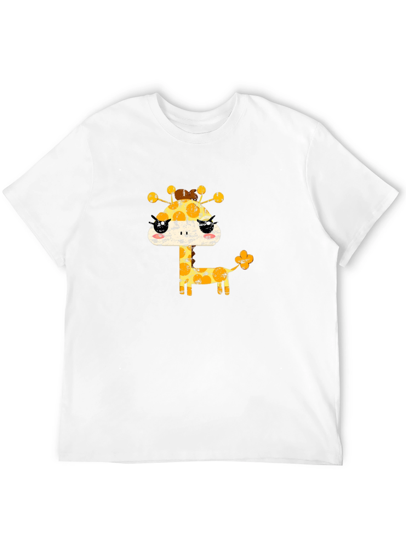 Cute Giraffe Graphic Black T-Shirt
