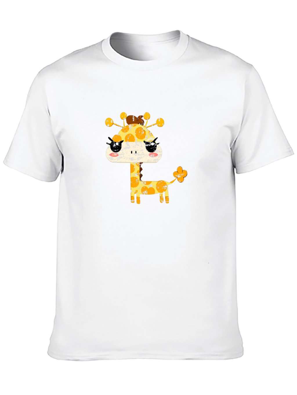 Cute Giraffe Graphic Black T-Shirt