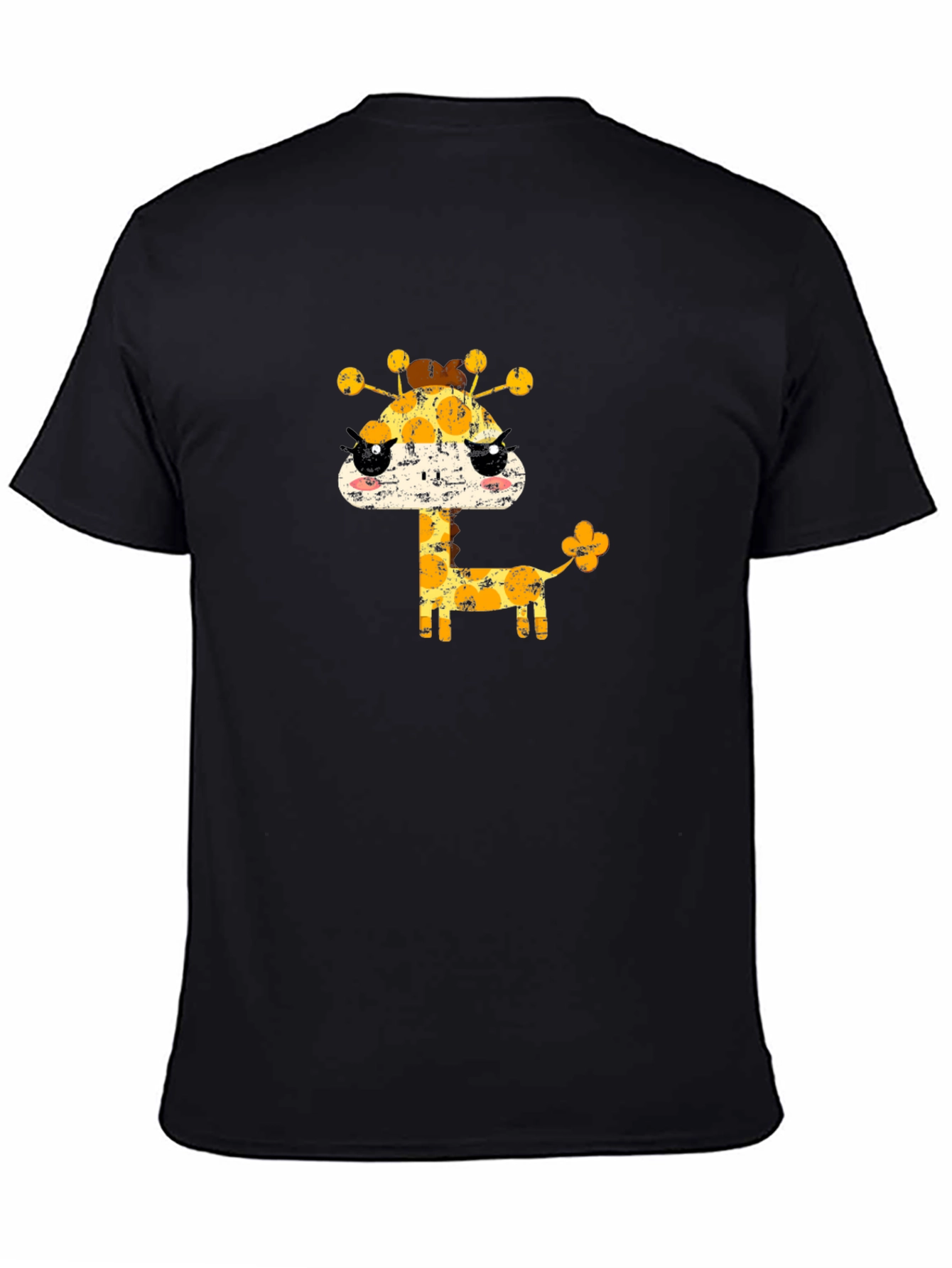 Cute Giraffe Graphic Black T-Shirt