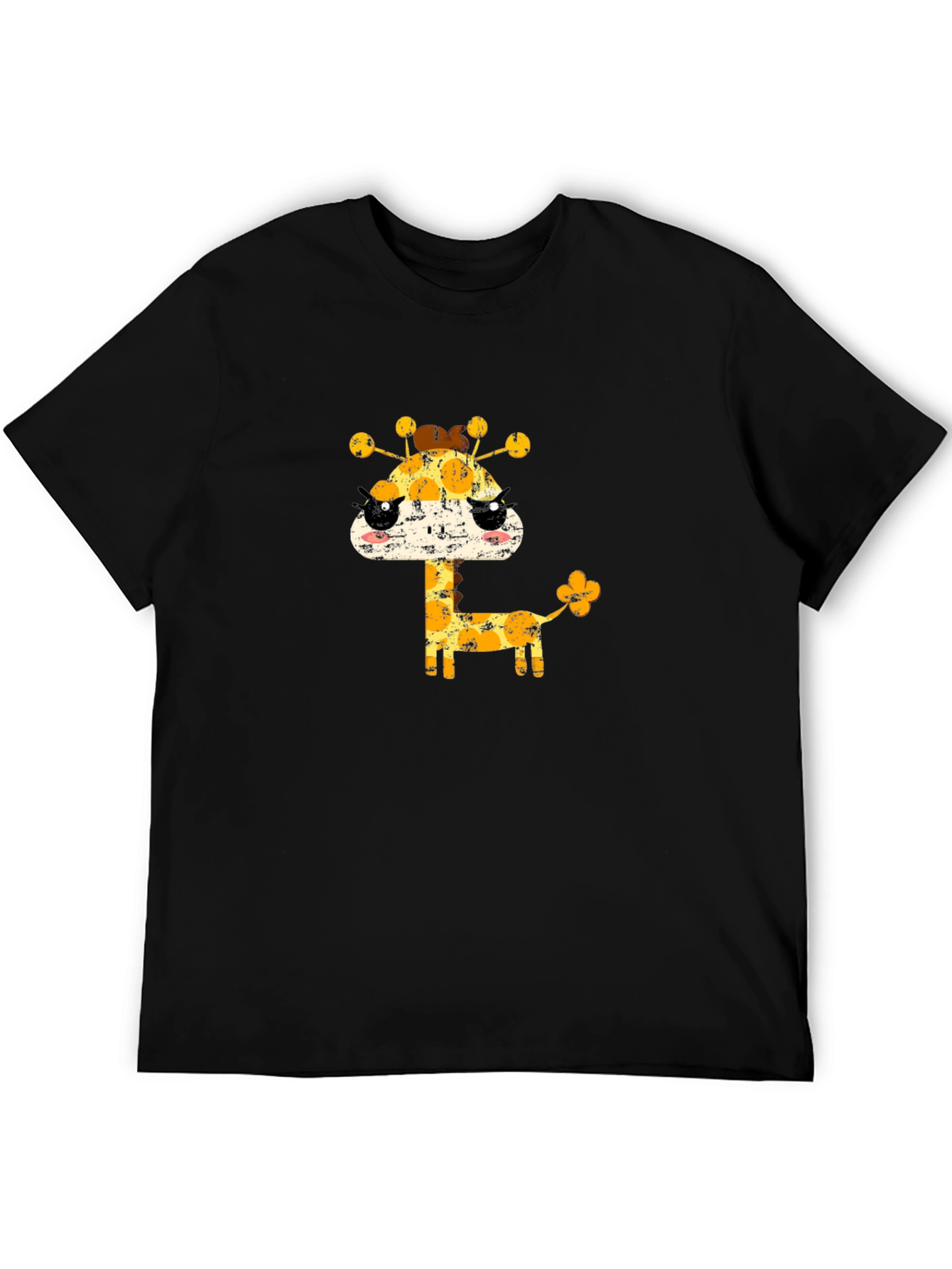 Cute Giraffe Graphic Black T-Shirt