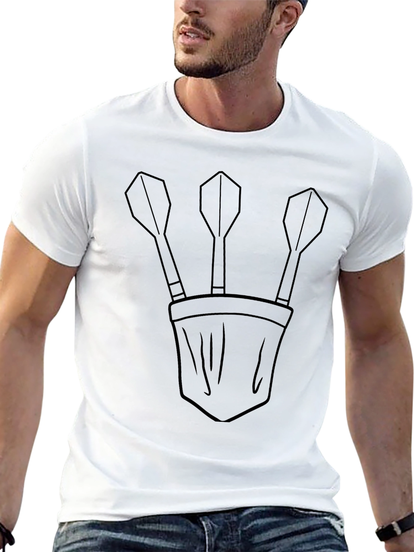 Darts in Pocket Graphic T-Shirt - Casual Tee