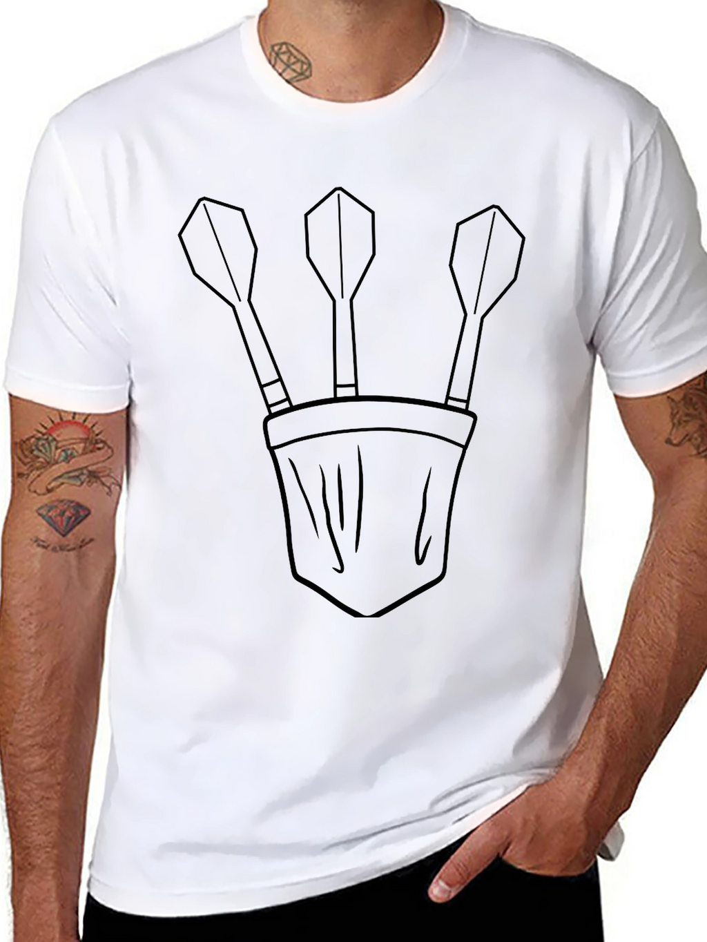 Darts in Pocket Graphic T-Shirt - Casual Tee
