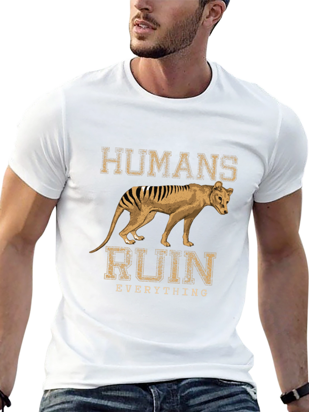 Humans Ruin Everything T-Shirt Thylacine Tasmanian Tiger