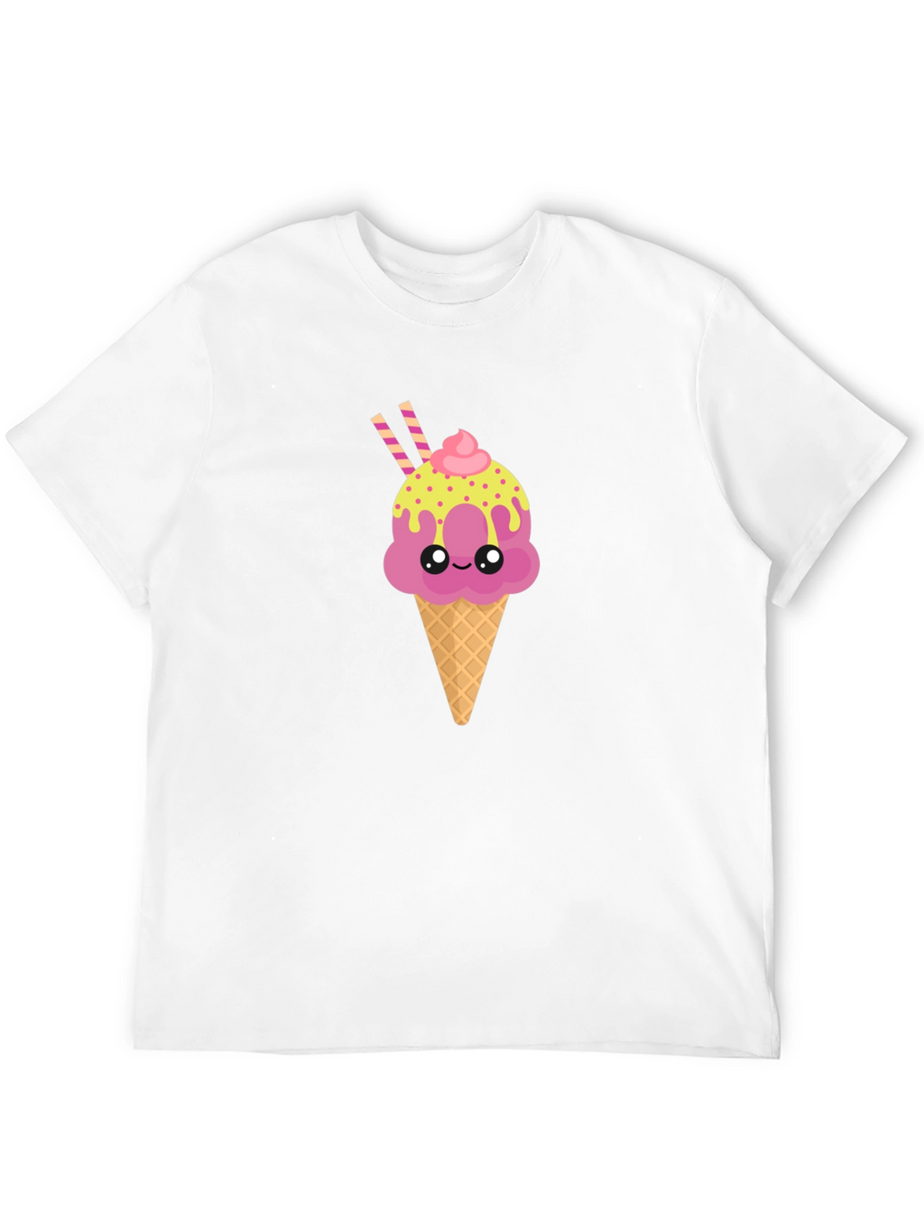 Cute Ice Cream Cone Graphic Tee - Black