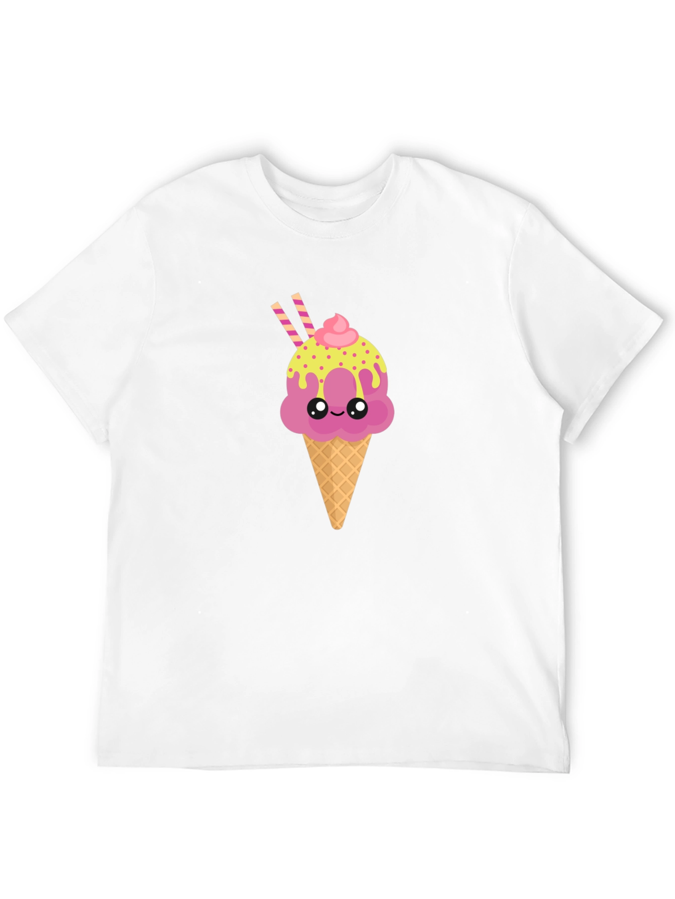 Cute Ice Cream Cone Graphic Tee - Black