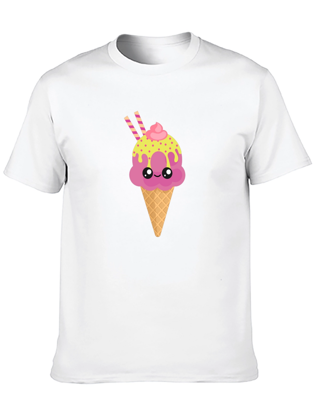 Cute Ice Cream Cone Graphic Tee - Black