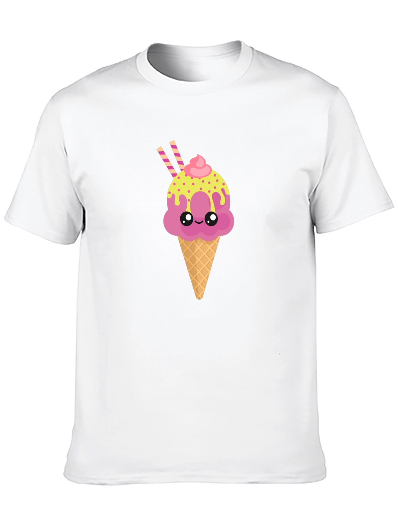 Cute Ice Cream Cone Graphic Tee - Black