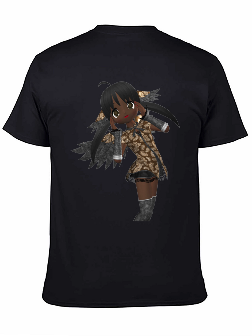 Anime Graphic Print Black T-Shirt