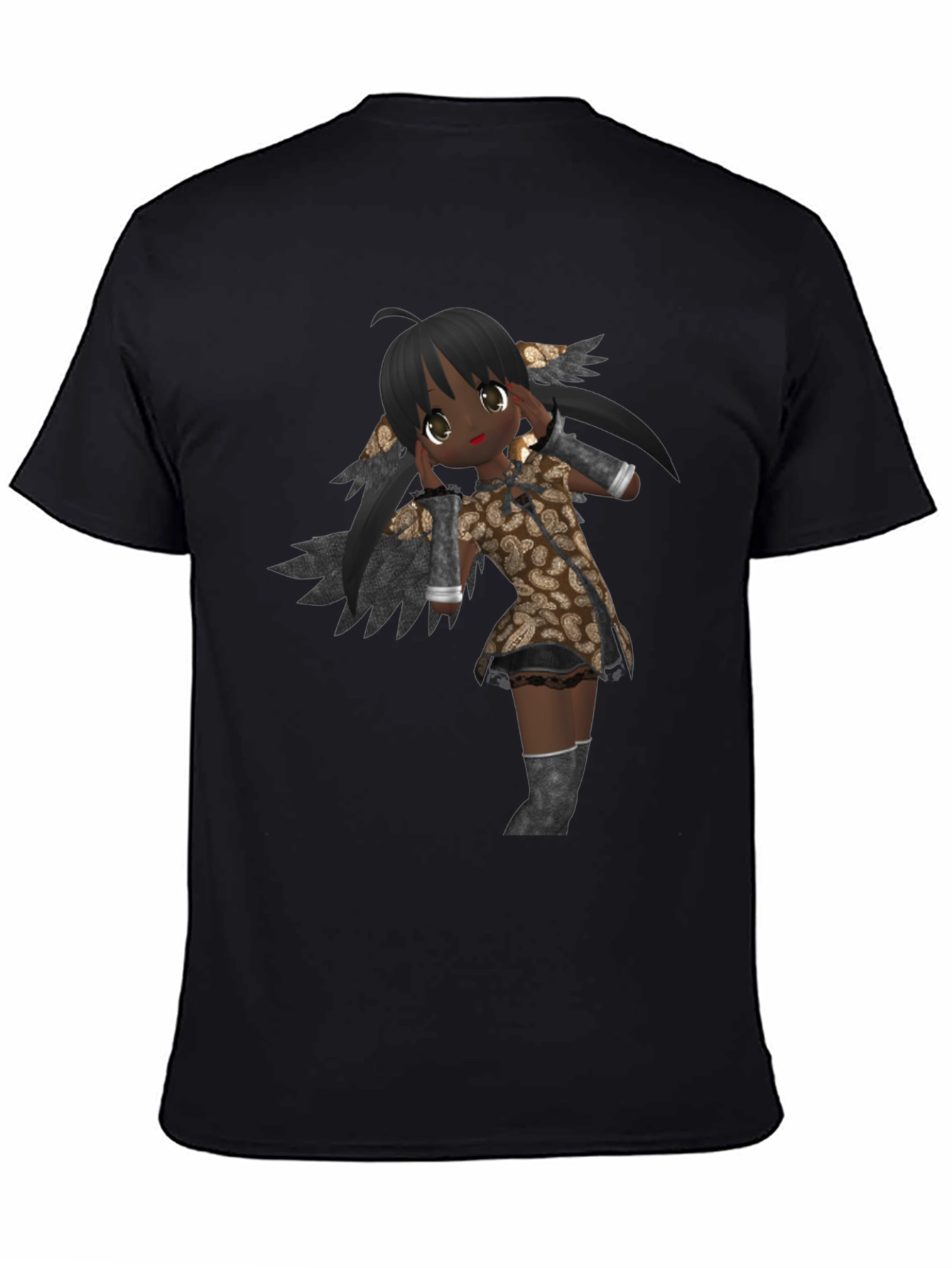 Anime Graphic Print Black T-Shirt