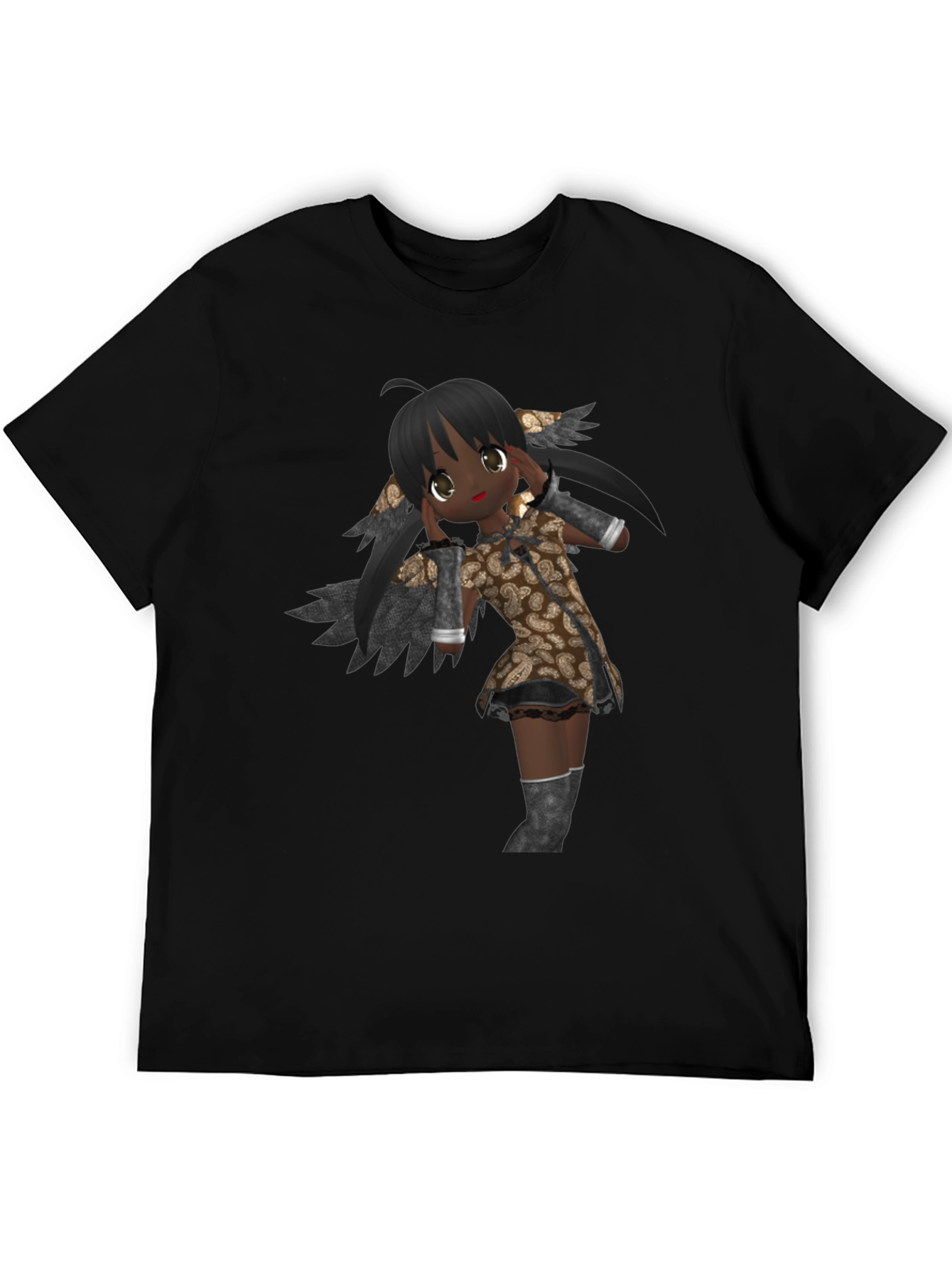 Anime Graphic Print Black T-Shirt