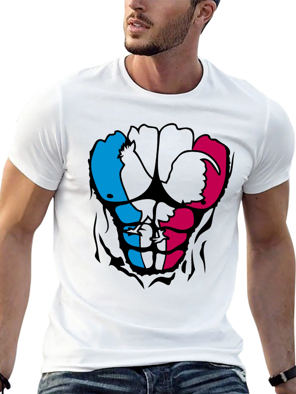 Rooster Abs Graphic T-Shirt - Black