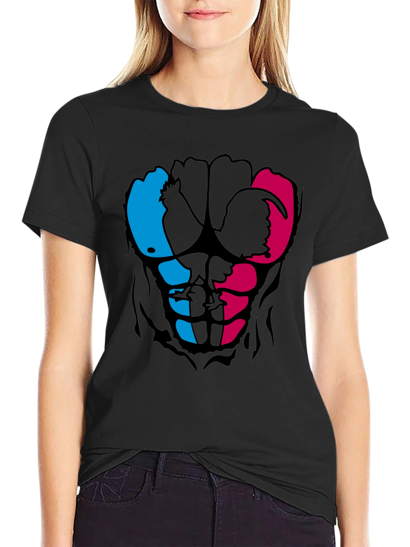 Rooster Abs Graphic T-Shirt - Black