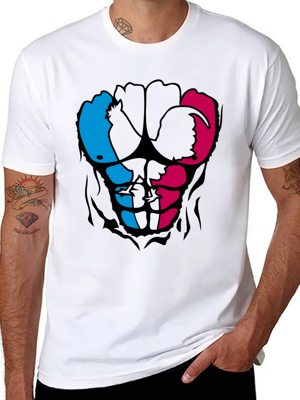 Rooster Abs Graphic T-Shirt - Black