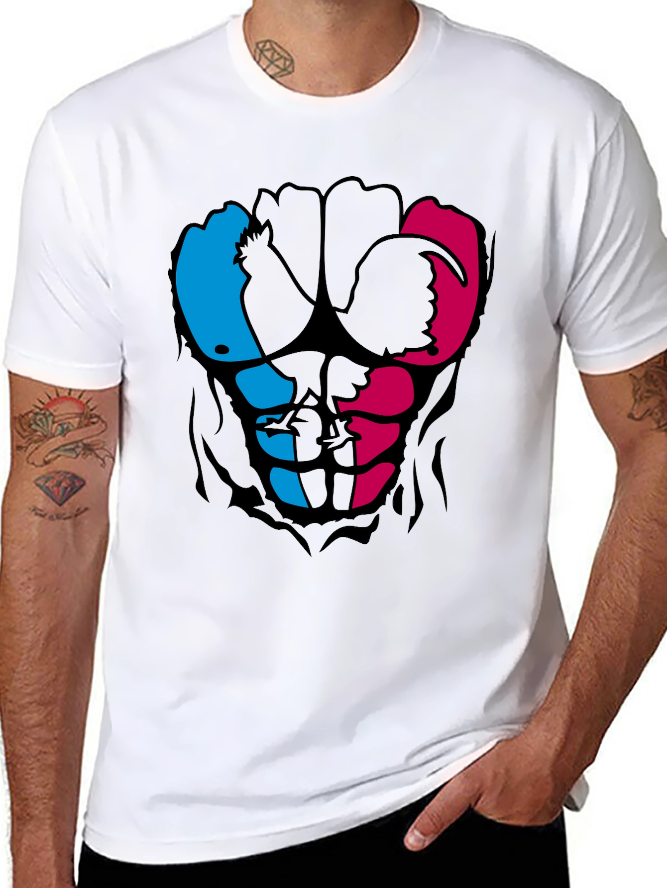Rooster Abs Graphic T-Shirt - Black
