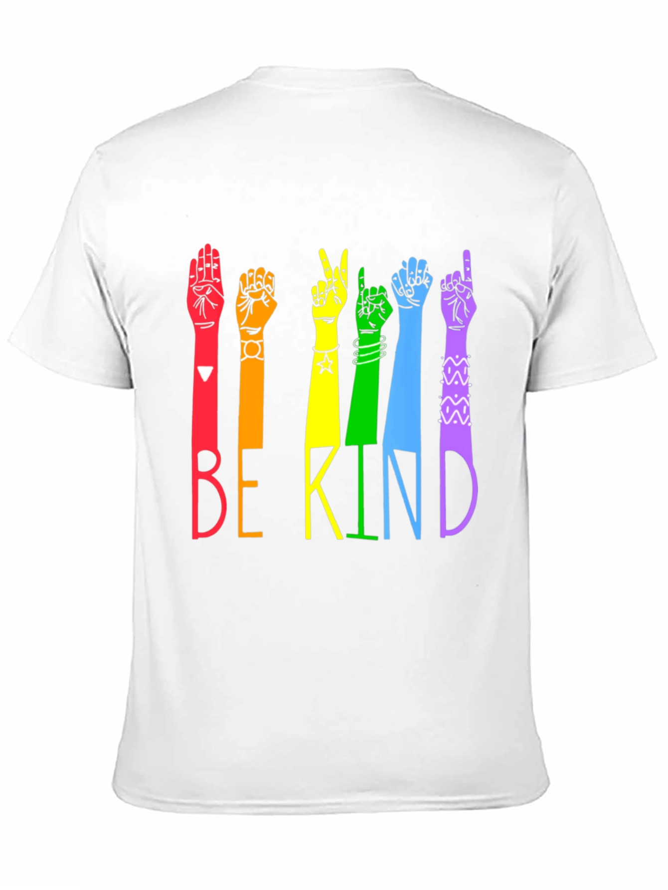 Be Kind Sign Language T-Shirt - Rainbow Hands
