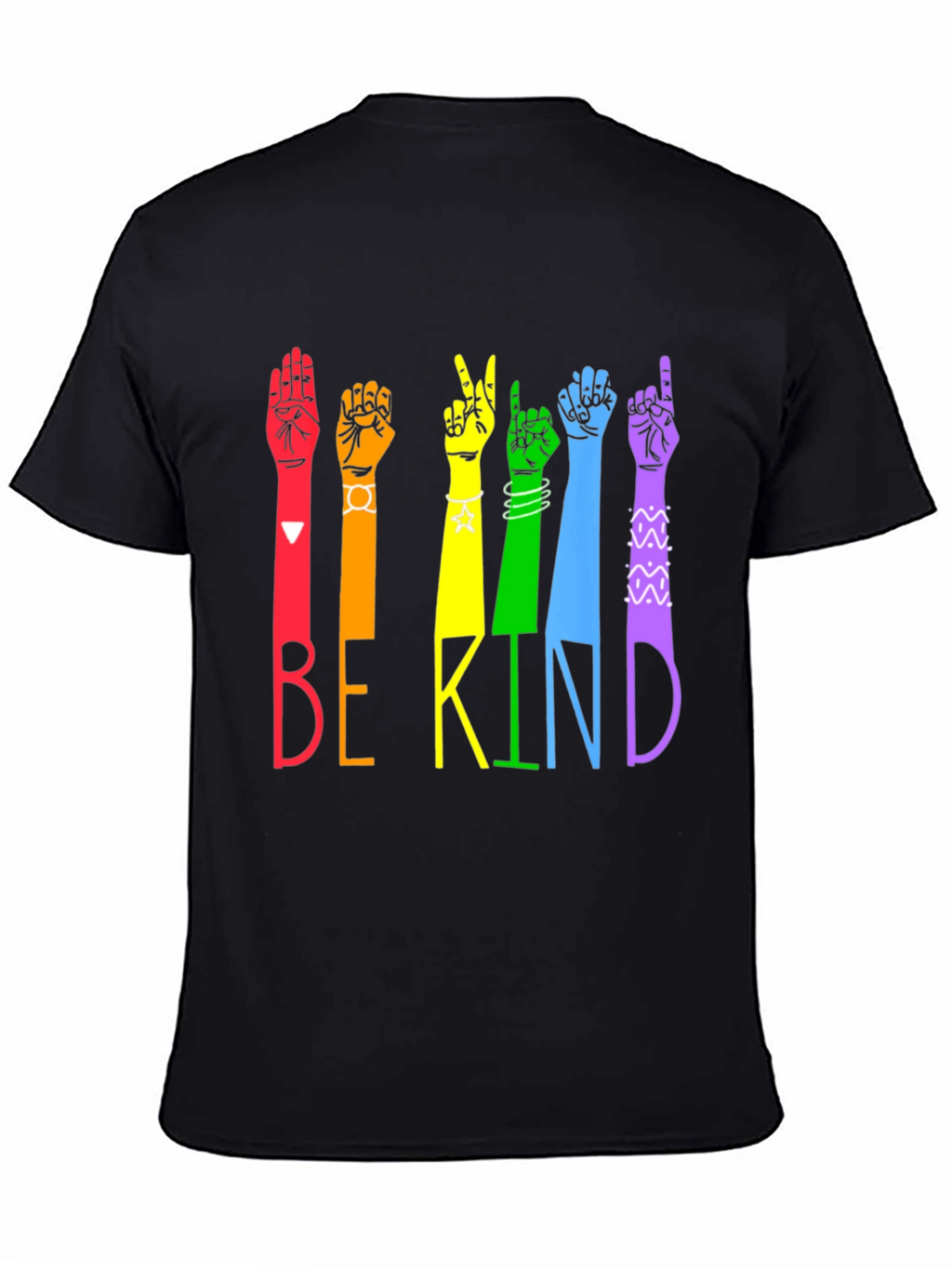 Be Kind Sign Language T-Shirt - Rainbow Hands
