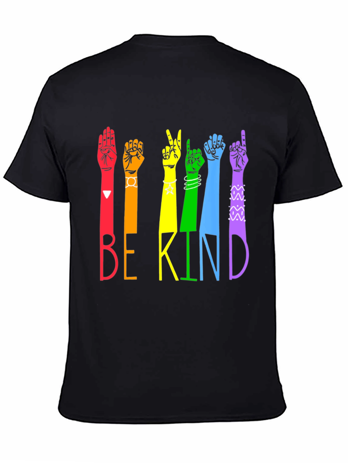Be Kind Sign Language T-Shirt - Rainbow Hands