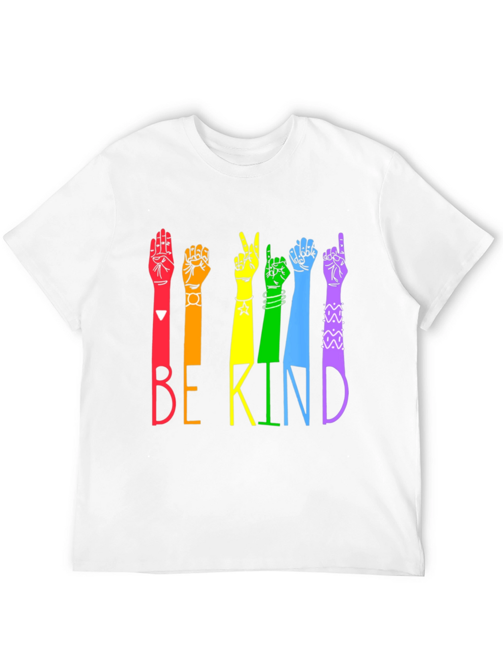 Be Kind Sign Language T-Shirt - Rainbow Hands
