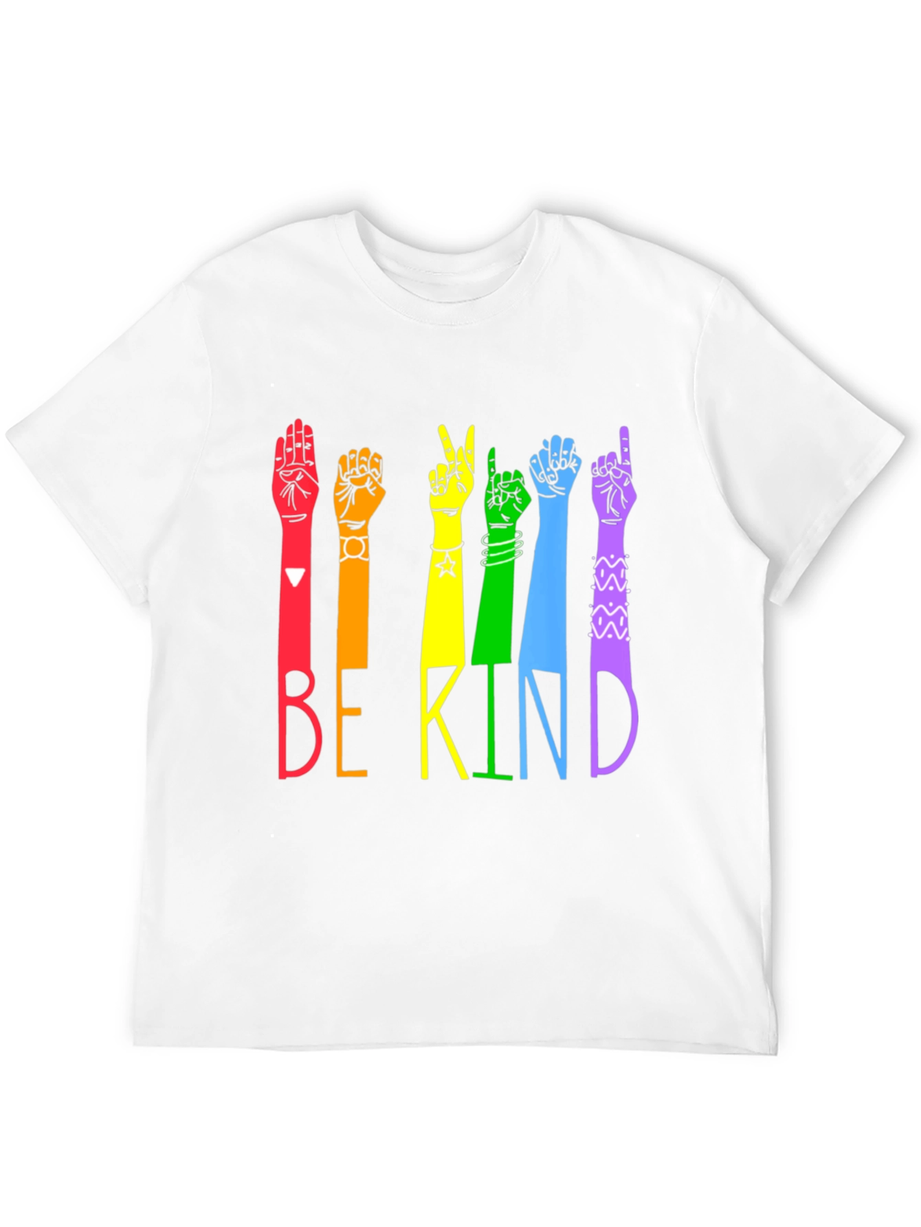 Be Kind Sign Language T-Shirt - Rainbow Hands