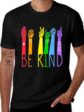 Be Kind Sign Language T-Shirt - Rainbow Hands
