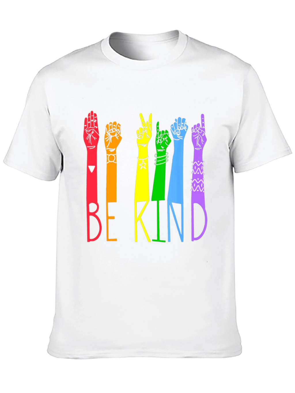Be Kind Sign Language T-Shirt - Rainbow Hands