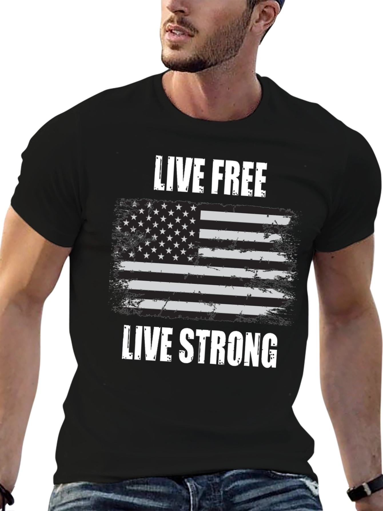 Live Free Live Strong Flag Graphic Tee