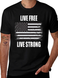 Live Free Live Strong Flag Graphic Tee