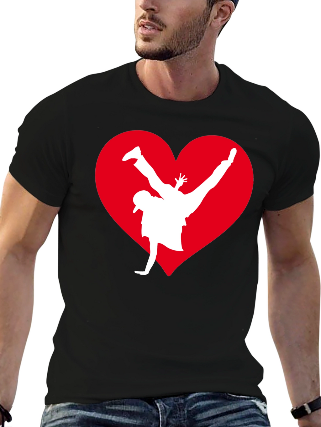 Breakdance Heart Graphic Tee - Black