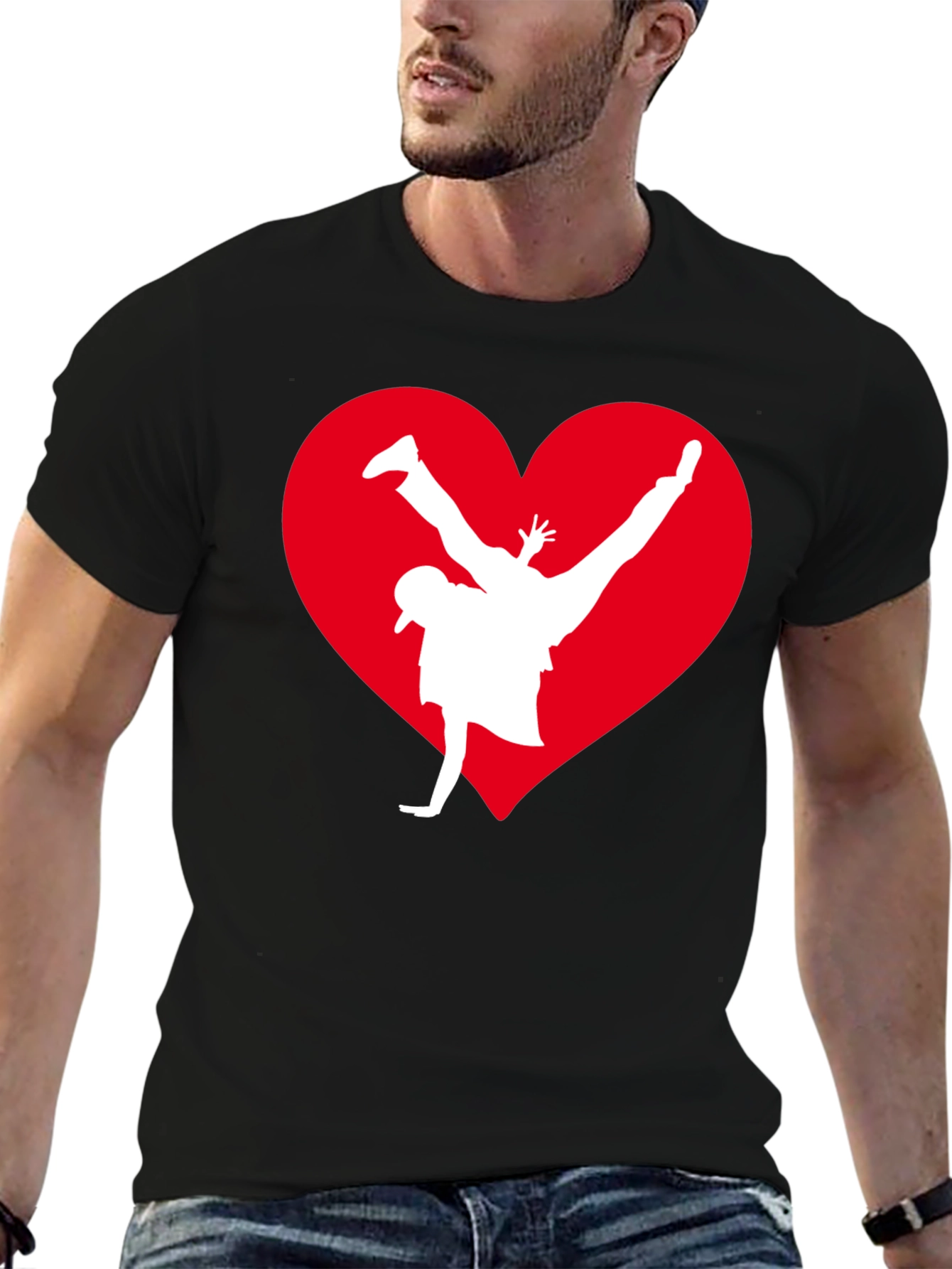 Breakdance Heart Graphic Tee - Black