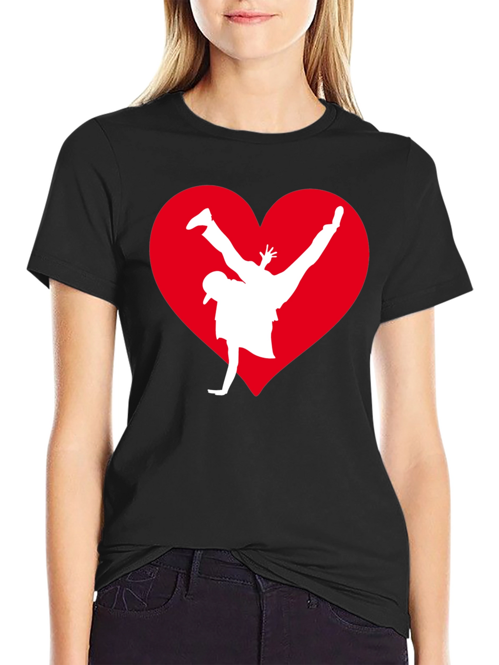 Breakdance Heart Graphic Tee - Black