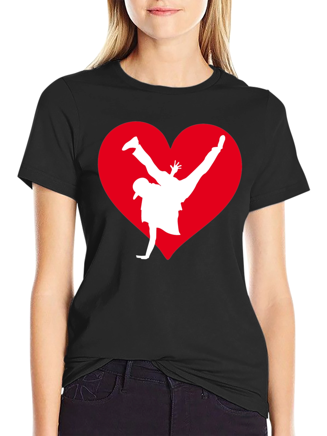 Breakdance Heart Graphic Tee - Black