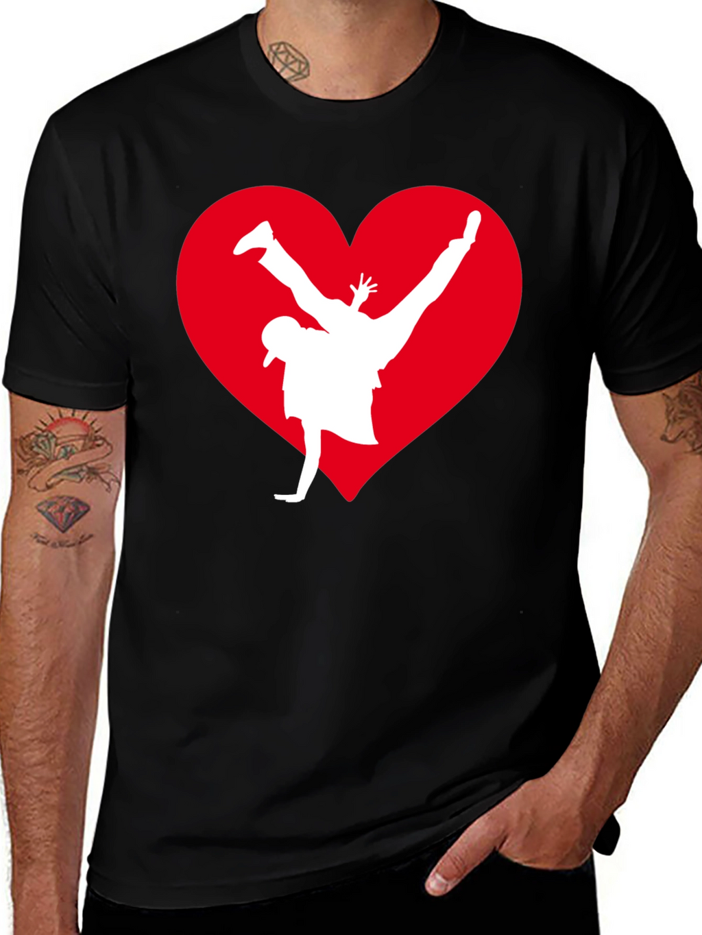 Breakdance Heart Graphic Tee - Black