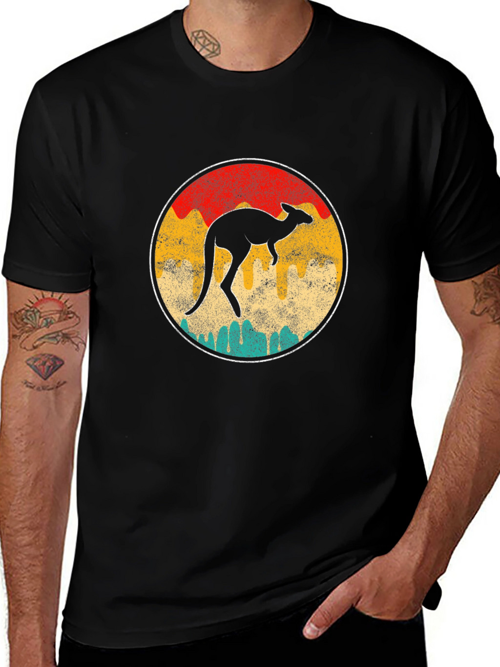 Retro Kangaroo T-Shirt - Unisex Black Tee