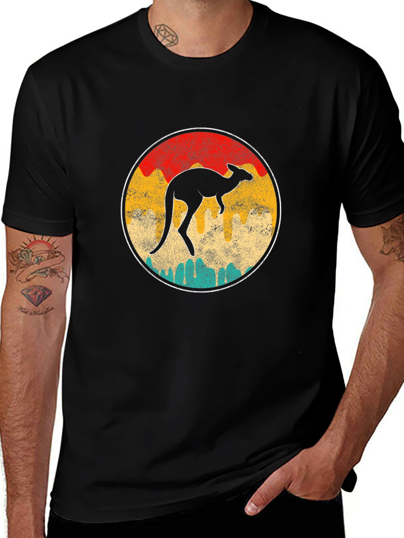 Retro Kangaroo T-Shirt - Unisex Black Tee
