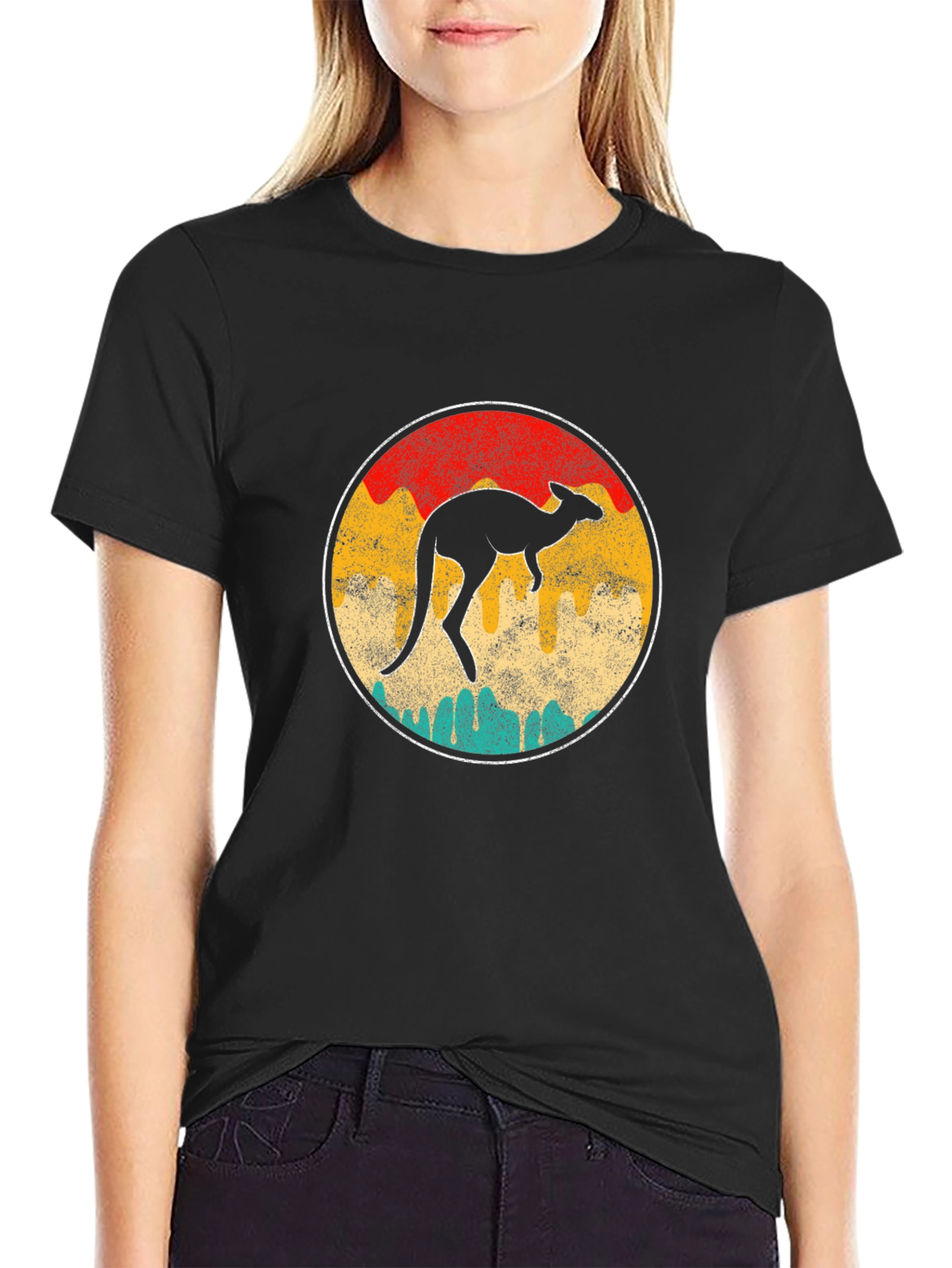 Retro Kangaroo T-Shirt - Unisex Black Tee