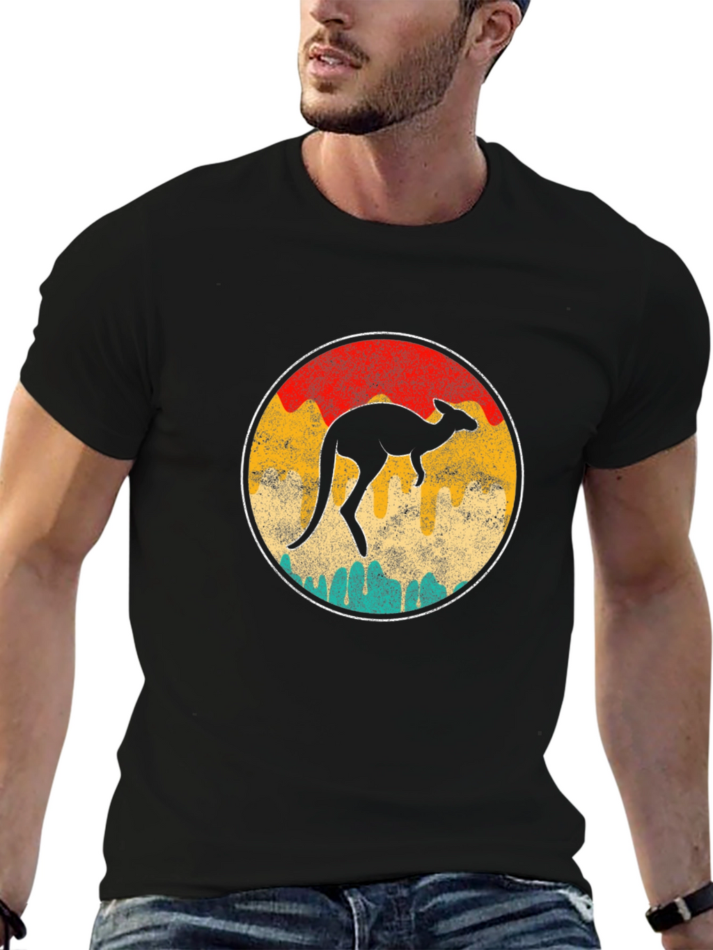 Retro Kangaroo T-Shirt - Unisex Black Tee