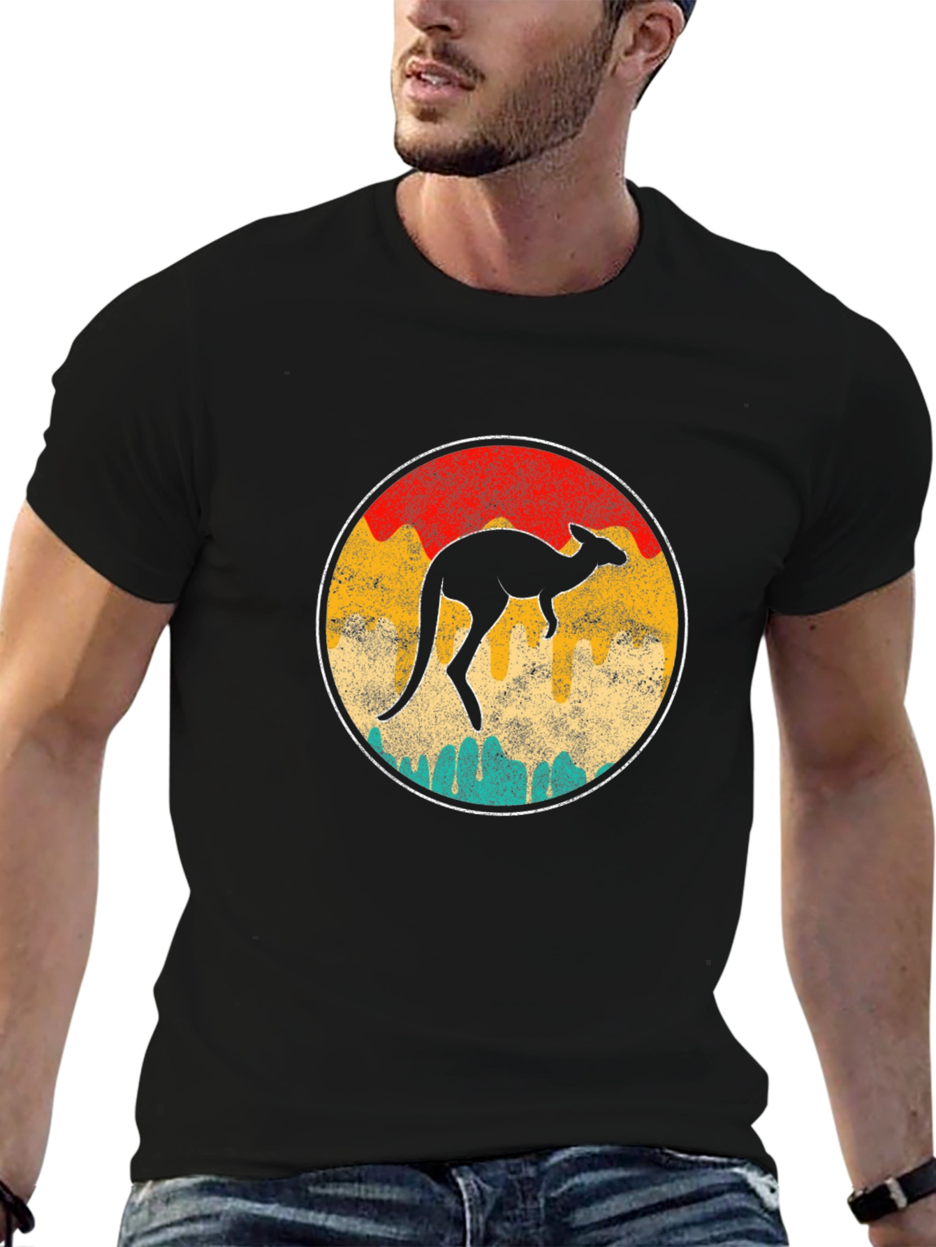 Retro Kangaroo T-Shirt - Unisex Black Tee