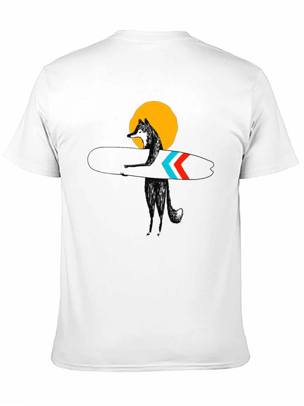 Stylish Black Surf Wolf Graphic Tee