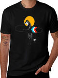 Stylish Black Surf Wolf Graphic Tee