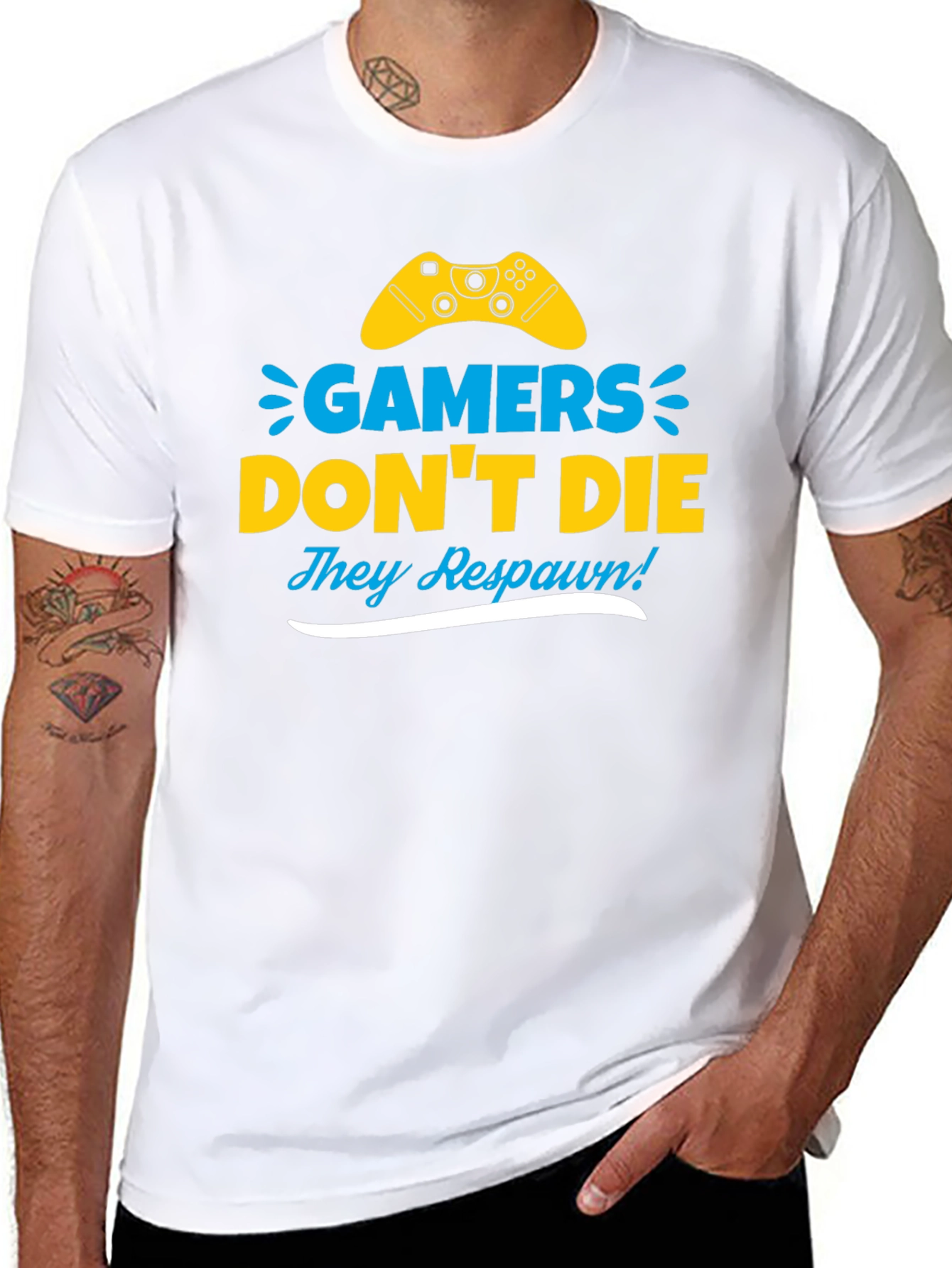 Gamers Dont Die They Respawn! Novelty T-Shirt